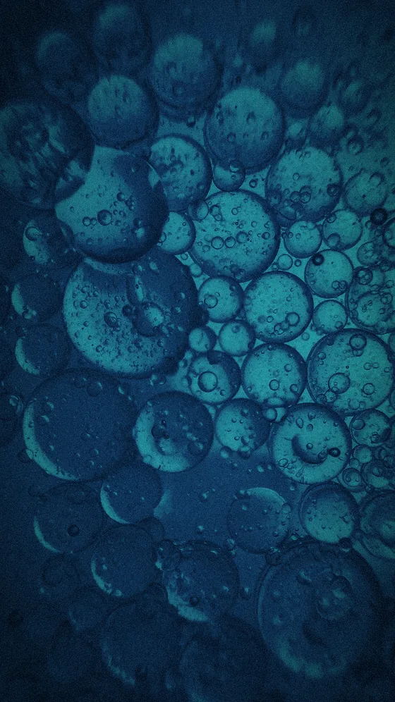 Macro photograph of matter suspended in solution